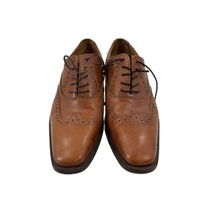 Biondini Mens Italian Leather Wingtip Brogue Oxford Dress Shoes Size 10M Brown